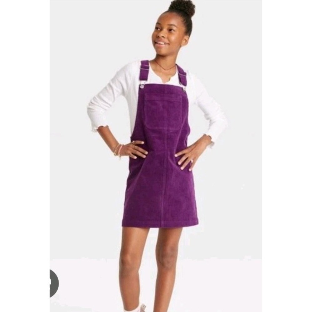 Girls Corduroy Pinafore Dress - art class Dark Purple Plum Jumper XL 14/16
